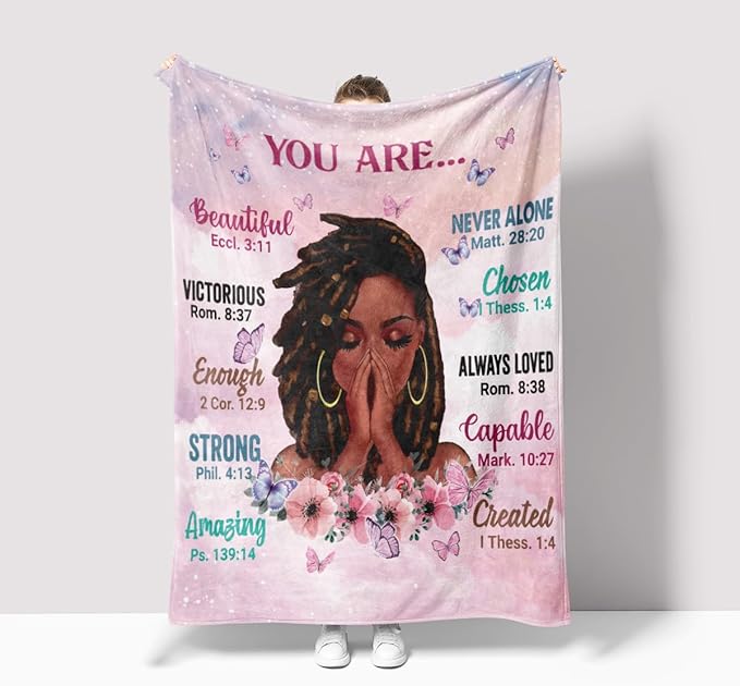 Throw Blanket, Soft Fleece Blanket with Inspirational Positive Thoughts and Quotes for Bedroom, Ideal as a Gift for Girls and Women 50x60 Inch