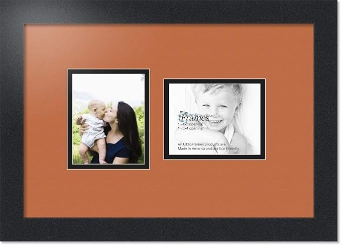 ArtToFrames Double-Multimat-104-693/89-FRBW26079 Collage Photo Frame Double Mat with 2-4x5 Openings and Satin Black Frame