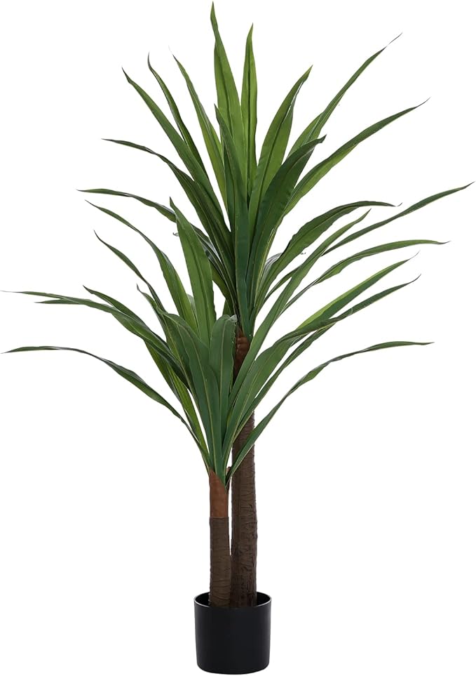 Dracaena Indoor Plant 4ft Tall Faux Plants Indoor Large Fake Plants Potted Yucca Tree Tropical Floor Plant Artificial Silk Palm Trees for Home Office Decor Housewarming Gift