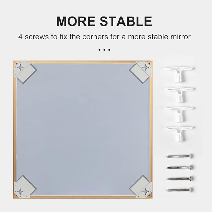 30x40 Inch Gold Mirror with Beveled Trim, Aluminum Frame Bathroom Vanity Mirror, Copper-Free Mirror, Rectangle Wall Mounted Mirror, Modern Rectangular Mirror Horizontal or Vertical