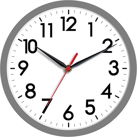 AKCISOT Wall Clock 8 Inch Silent Non-Ticking Modern Clocks Battery Operated - Analog Small Classic for Office, Home, Bathroom, Kitchen, Bedroom, School(Gray)