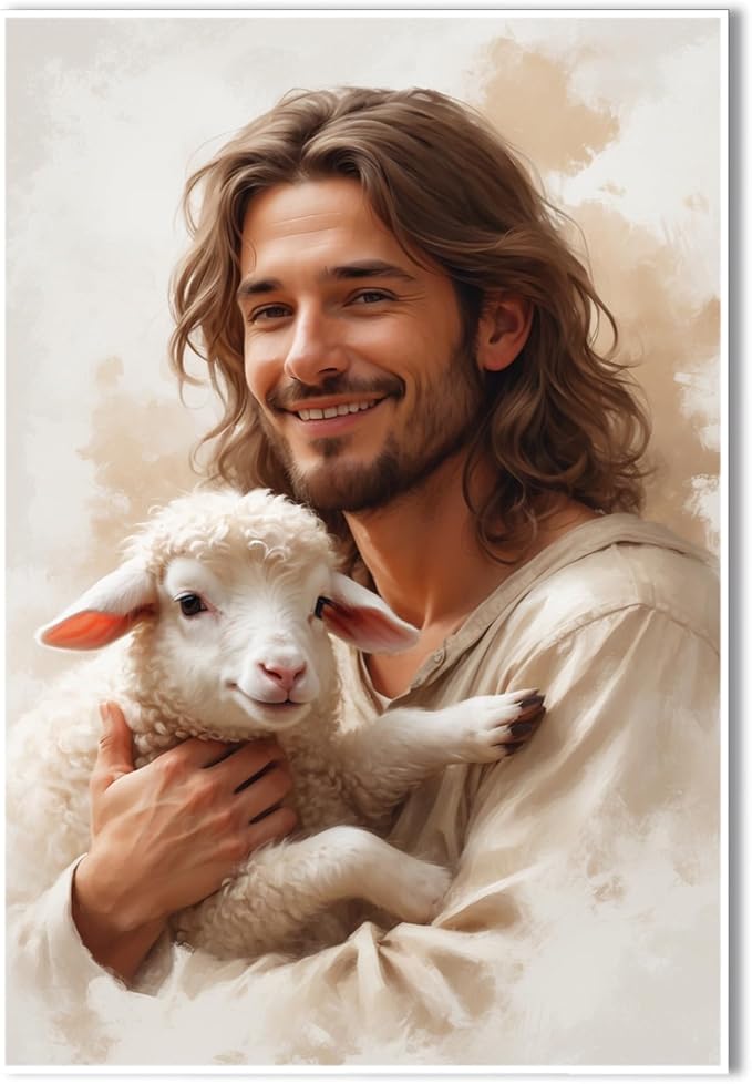 Christian Wall Art Print, Religious Scripture Biblical Decor, Faith-Based Inspirational Landscape with Cross, Digital Printed Canvas Poster for Church, Home Chapel, Prayer Room Decor