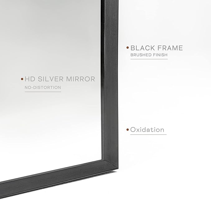 Arched Wall Mirror for Bathroom, 20"x30" Black Modern Metal Frame for Entryway Living Room Bedroom Wall Decor