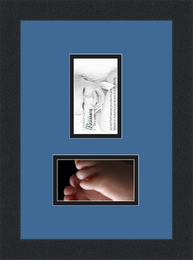 ArtToFrames Collage Photo Frame Double Mat with 2-3x5 Openings and Satin Black Frame