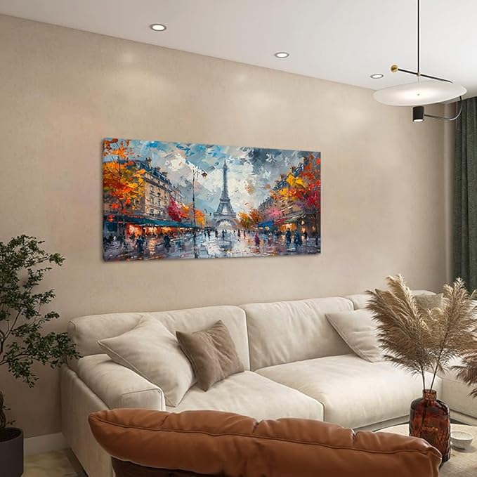 Eiffel Tower in Paris French Landscape Street View Wall Art Decor Artwork for Bedroom (20x40 Inches)