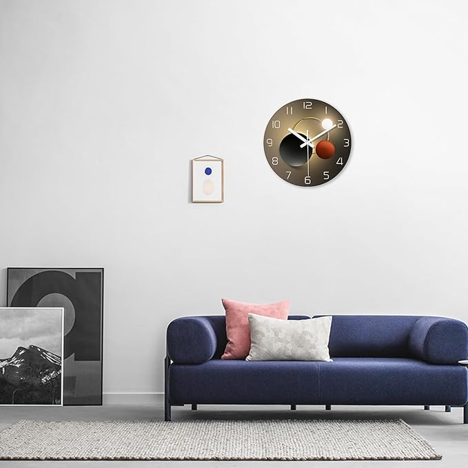 XNM Small Wall Clocks for Living Room Decor 14 Inch Battery Clock for Wall Modern Analog Wall Clock Non Ticking