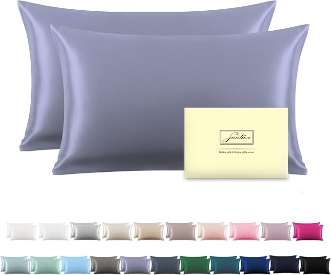 Silk Pillowcase for Hair and Skin,Soft,Breathable and Sliky 100% Queen Silk Pillow Case Set of 2,Both Sides Natural Mulberry Silk Pillowcases with Hidden Zipper(Queen Size 20"X 30",2pcs)