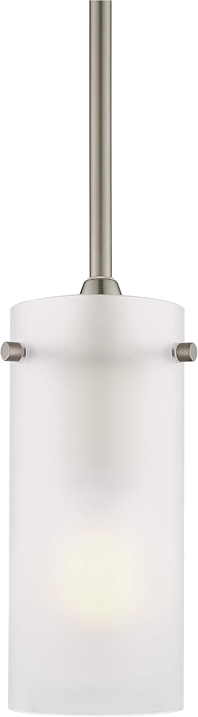 Linea di Liara Effimero Modern Brushed Nickel Pendant Light Fixtures Over Kitchen Island Sink Lighting Ceiling Hanging Farmhouse Mini Metal Industrial Pendant Lighting Small Frosted Glass Shade