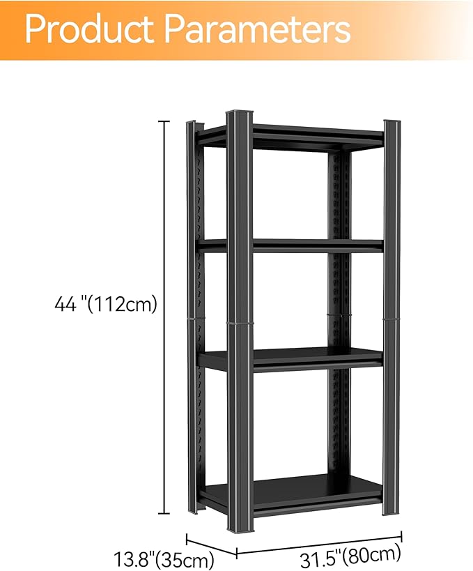 Tall Bookshelf with Open Shelves, Metal Office Book Shelf, Adjustable Organizer Bookcase, Standing Storage Organizer Shelf for Living Room (31.5" W*13.8" D*44" H)