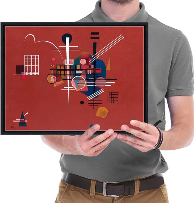 Wieco Art Framed Canvas Wall Art Prints Dull Red,1927 by Wassily Kandinsky Classic Famous Paintings Reproductions Canvas Wall Art for Home Decoration Office decorationsand