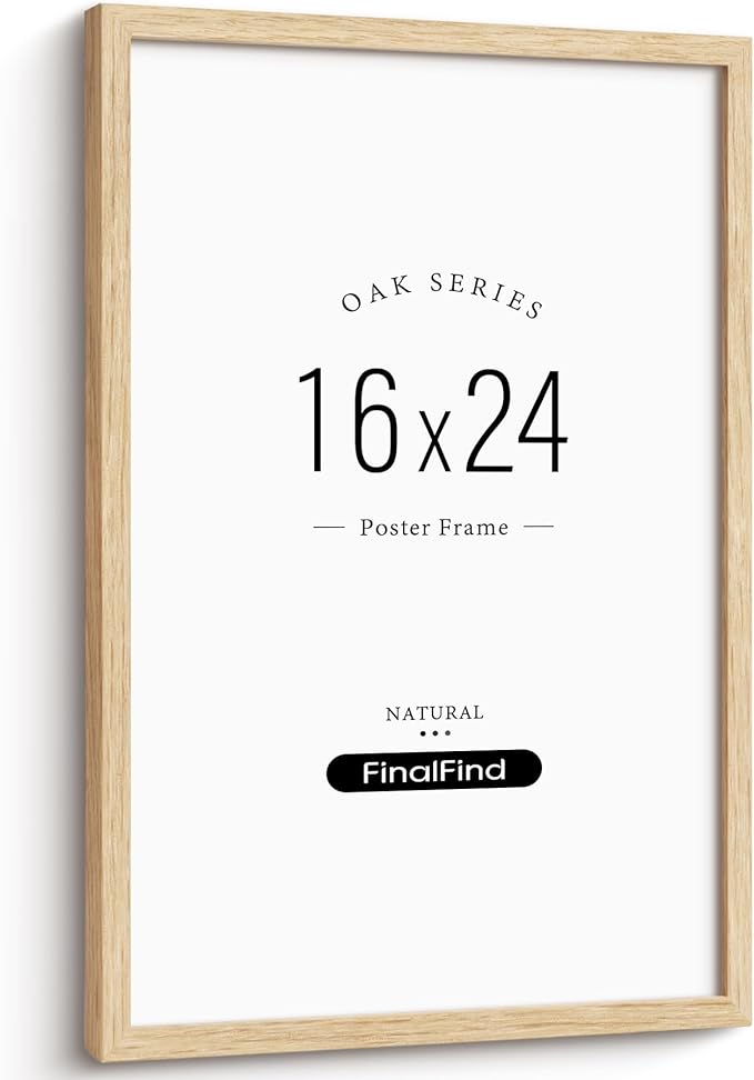 Minimalist 16x24 Frame Set of 3, Natural Solid Oak Wood 16x24 Poster Frame, Lightweight for Wall Mounting(3 Pack, Oak)