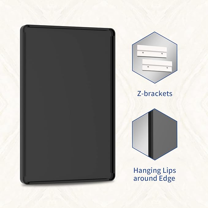 WEER Black Bathroom Mirror for Wall 60X30 Inch, Rectangular Black Metal Framed Vanity Mirror, Farmhouse Matte Black Mirror with Tempered Glass, Rounded Corner, Anti-Rust (Horizontal/Vertical)