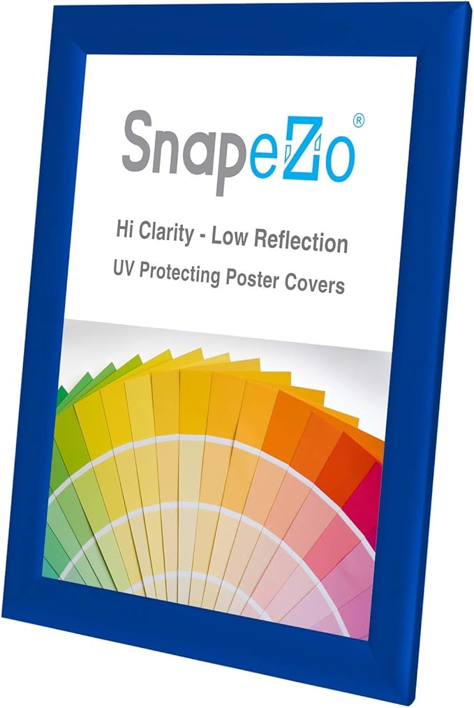 SnapeZo Photo Frame 8x10 Inches, Blue 1 Inch Aluminum Profile, Front-Loading Snap Frame, Wall Mounting, Sleek Series