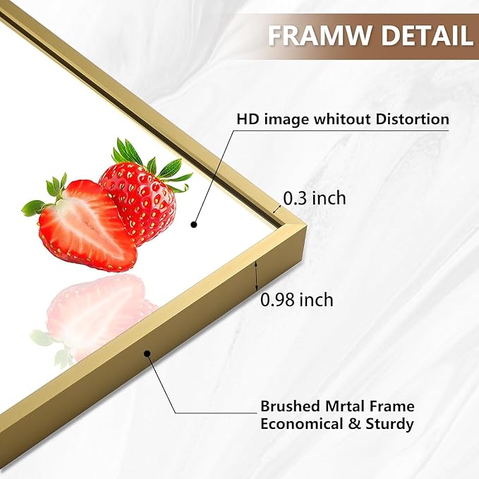 Gold Bathroom Mirror, 24"x36" Rectangle Mirror, Brushed Gold Mirror, Metal Frame Square Corner Vanity Mirror, Wall Mounted Mirror for Modern, Living Room, Bedroom, Horizontal Or Vertical