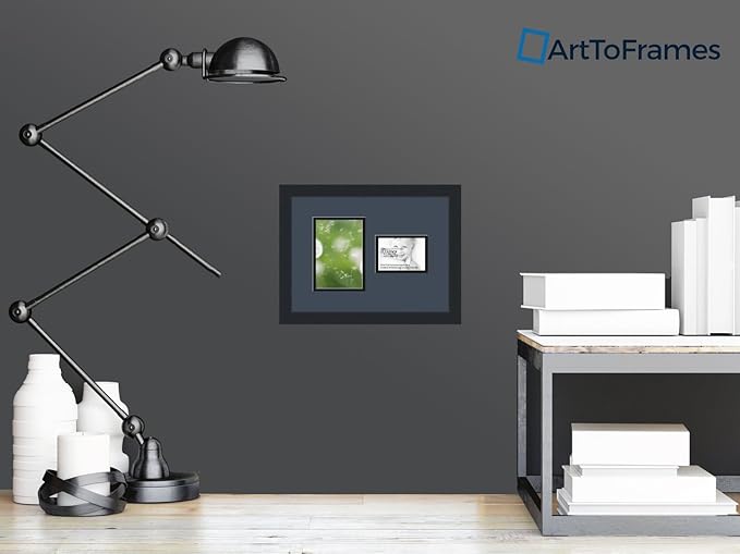 ArtToFrames Collage Photo Frame Double Mat with 1 - 3.5x5, 5x7 Openings and Satin Black Frame