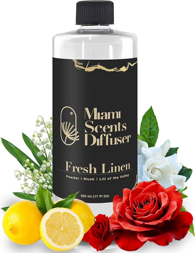 Fresh Linen Scent Inspired by Hotel 17 FlOz - 500 ml Essential Oils Aroma for Home Office Business Diffuser Luxury Fragance Refill Aromatherapy Natural Fresh Blend of Powder Musk and Lily of The Valey