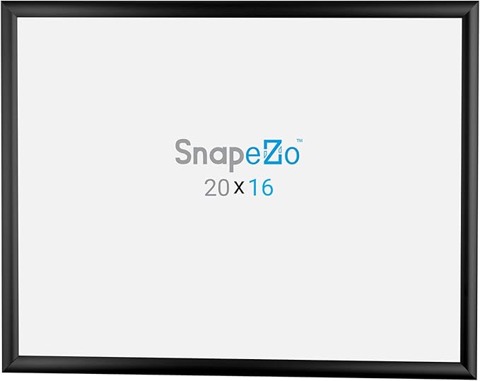 SnapeZo Photo Frame 16x20 Inches, Black 1 Inch Aluminum Profile, Front-Loading Snap Frame, Wall Mounting, Sleek Series