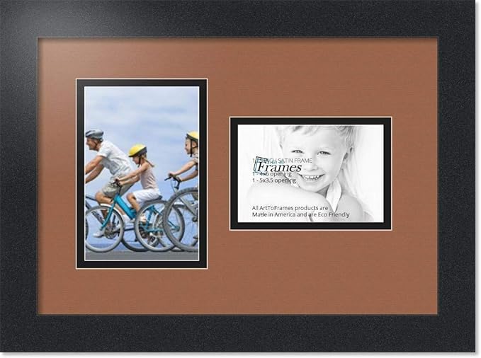 ArtToFrames Collage Photo Frame Double Mat with 1 - 3.5x5^ 4x6 Openings and Satin Black Frame
