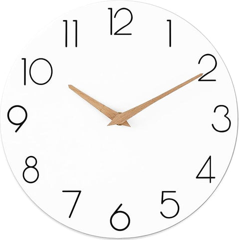 Wall Clock, 16 Inch Wooden Battery Operated Wall Clocks Silent Non-Ticking, Decorative White Clock for Living Room, Bedroom, Kitchen, Home, Office, School, Hotel