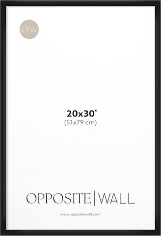 Opposite Wall - 20x30 in - Black Picture Frame - Lightweight, Versatile & Shatterproof - Wall Hanging Photo or Poster Frame - Wall Decor for Office, Gallery & Home, 51x76 cm