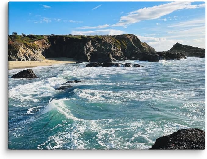 Bodega Bay Canvas Wall Art – Coastal Ocean Photography Print – California Nature Landscape Decor – Vertical Seascape Picture for Living Room or Bedroom (18x24 inches) Wrapped Canvas