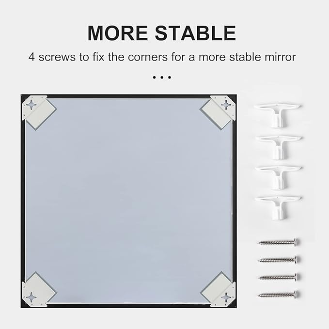 20x36 Inch Black Bathroom Mirror, Copper-Free Mirror, Aluminum Alloy Frame Vanity Mirror, Rectangle Wall Mounted Mirror, Modern Mirror for Bedroom/Living Room/Porch Horizontal or Vertical
