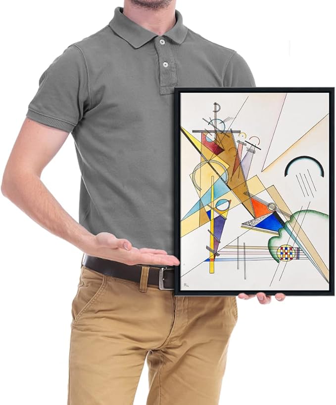 Wieco Art Framed Canvas Wall Art Gewebe 1923 by Wassily Kandinsky Classic Famous Abstract Paintings Reproductions Canvas Wall Art for Home Decoration