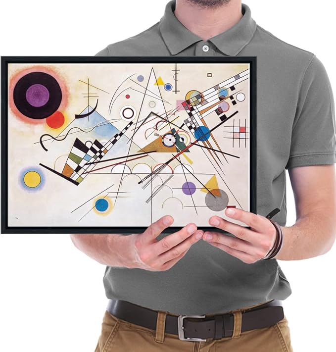 Wieco Art Framed Canvas Wall Art Wassily Kandinsky Composition VIII Picture Print of Abstract Famous Paintings Canvas Prints for Living Room Home Decor Wall Decorations