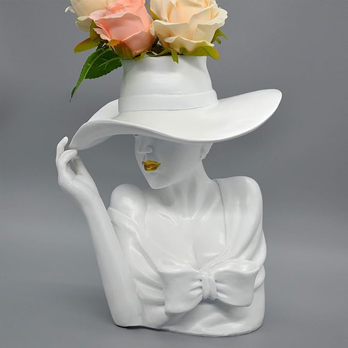 Cosylove Flower Vase, Decorative Ceramic Flower Vase, Creative Elegant Woman Arrangement Flower Vase, Art Vase for Home Office Living Room Wedding and Events Decor