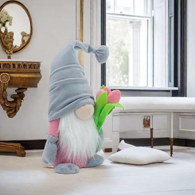 Gnome Plush Decorations Gift, 15 inch Fall Gnome Decorations for Home,Fall Gnomes Plush for Tiered Tray Decor, Swedish Gnomes Table Decoration Home Tabletop Elf Doll,Grey