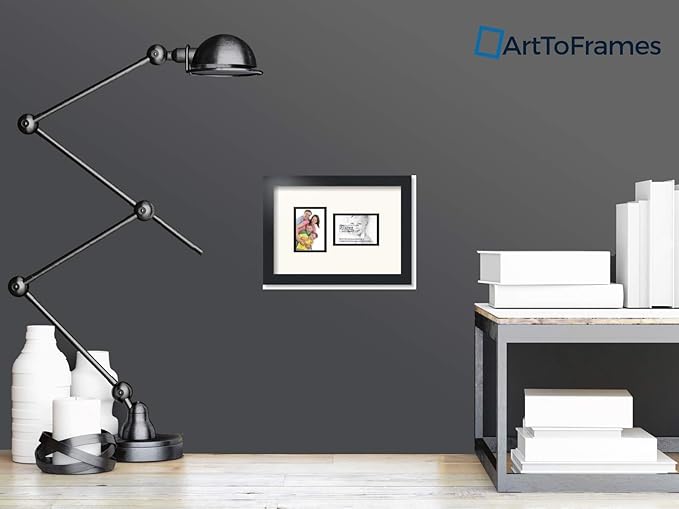 ArtToFrames Collage Photo Frame Double Mat with 2 - 3.5x5 Openings and Satin Black Frame