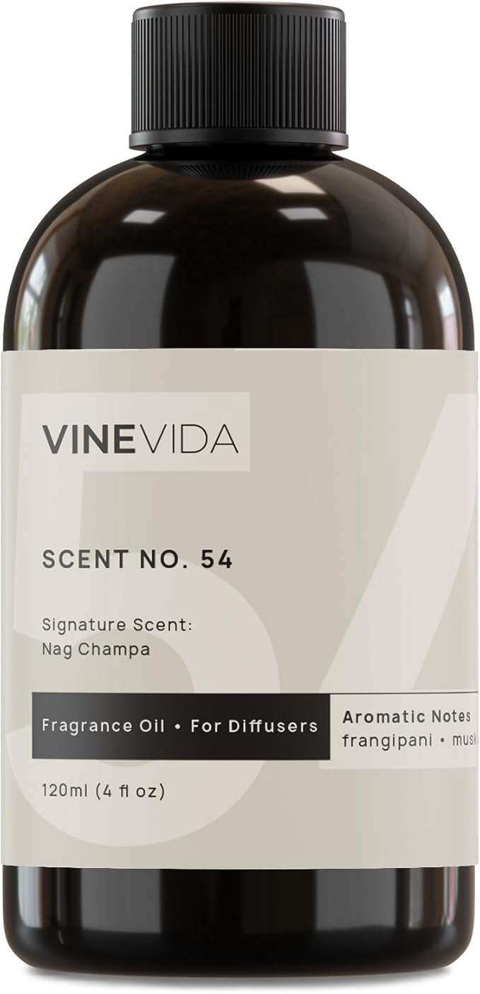 VINEVIDA [4 Fl Oz] Nag Champa Fragrance Oil for Cold Air Diffusers, Essential Oils for Diffuser Oil Refill & Air Freshener Room Spray