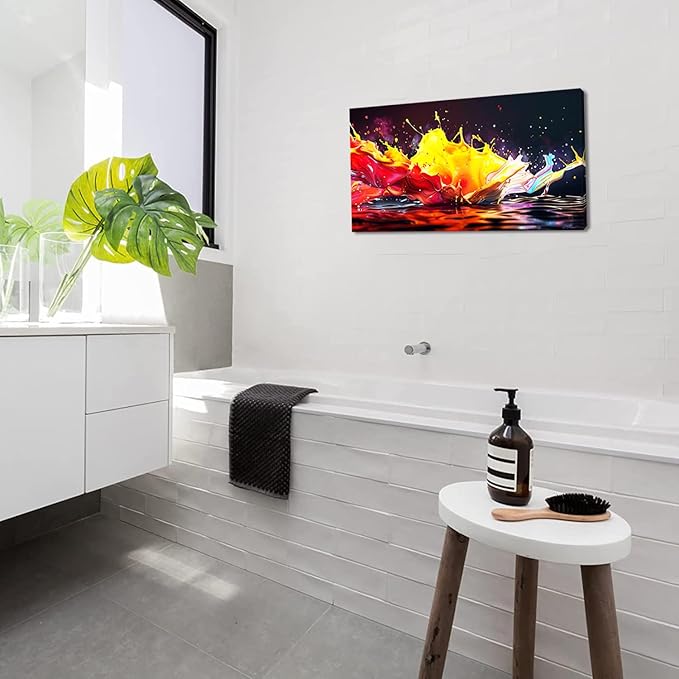 Abstract Splashing of Colorful Paint Wall Art Decor Artwork for Living Room (20x40 Inches)