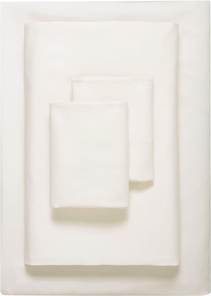 Vera Wang - Queen Sheet Set, Luxury Sateen Cotton Bedding, 800 Thread Count, Soft & Smooth Bedding Set (Ivory, Queen)