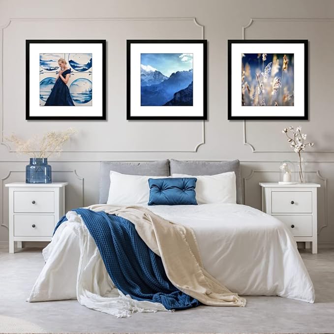 THREELOVE 24x24 Frame Black, Display Picture 20x20 with mat or 24x24 Without mat, Photo Poster Picture Frame Wall Mounting Home Decor, 1-PCS