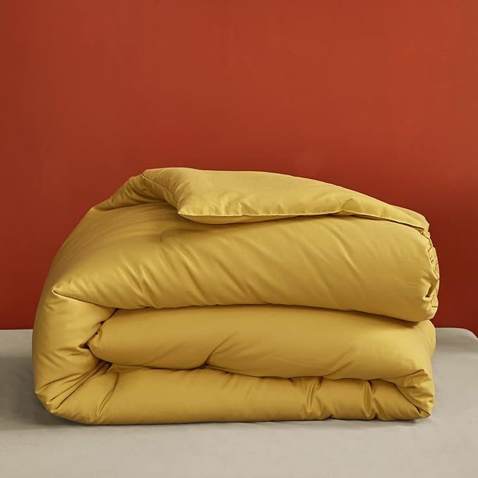 Luxlovery Mustard Yellow Comforter Set Full Modern Bright Yellow Bedding Comforter Set Full Soft Cozy Breathable Quilts for Adults Teens Kids