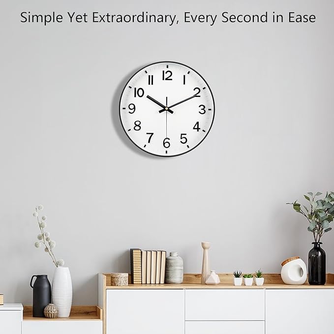 Wall Clocks Battery Operated, 12 Inch Non Ticking Digital Wall Clock, Silent Analog Clock for Bedroom Living Room Kitchen Office Gym Classroom Decor, Large Number Clocks for Seniors Elderly
