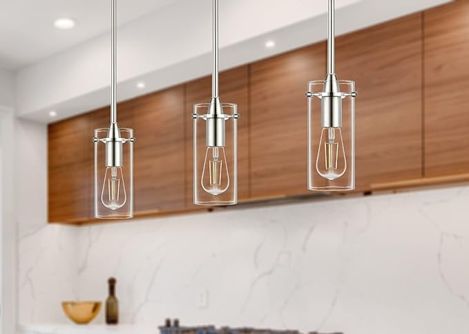 Brushed Nickel Pendant Lights Kitchen Island - Small Clear Glass Pendant Light Fixture