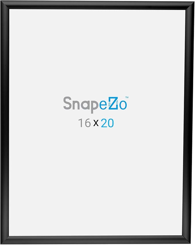 SnapeZo Photo Frame 16x20 Inches, Black 1 Inch Aluminum Profile, Front-Loading Snap Frame, Wall Mounting, Sleek Series