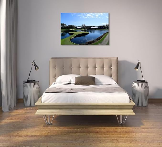 TPC Sawgrass Golf Course Wall Art for Living Room Bedroom Office Wall Decor - USA Golf Course Picture Poster Framed Artwork Canvas Prints Golf Art Ready to Hang(18''H x 24''W)