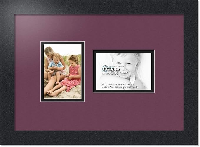 ArtToFrames Double-Multimat-751-815/89-FRBW26079 Collage Photo Frame Double Mat with 2-3.5x5 Openings and Satin Black Frame