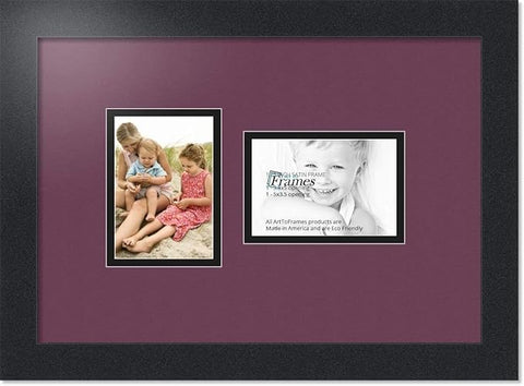 ArtToFrames Double-Multimat-751-815/89-FRBW26079 Collage Photo Frame Double Mat with 2-3.5x5 Openings and Satin Black Frame