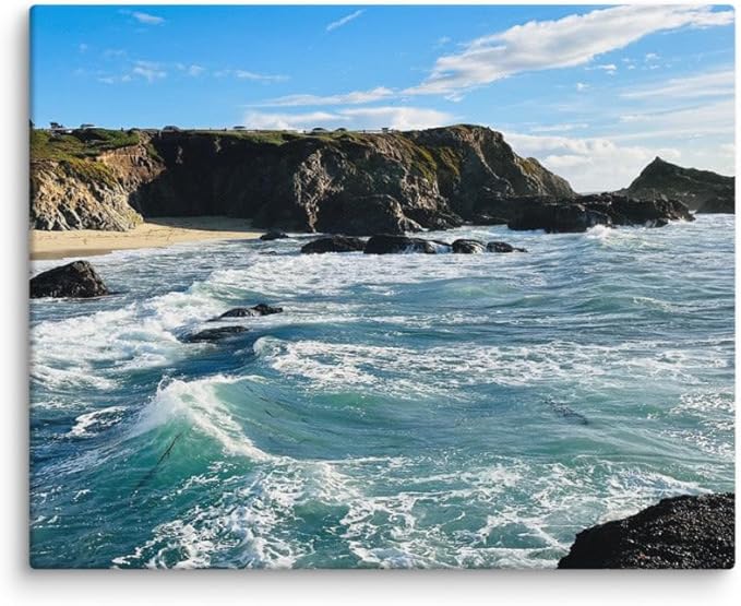 Bodega Bay Canvas Wall Art – Coastal Ocean Photography Print – California Nature Landscape Decor – Seascape Picture for Living Room or Bedroom (8x10 inches) Wrapped Canvas