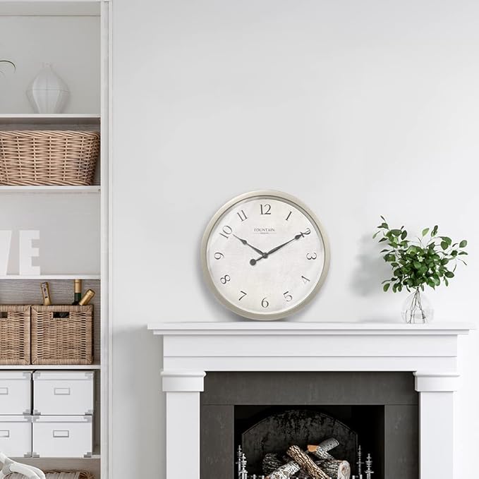 Modern Farmhouse Clock, No Ticking Silent Clock, Modern and Vintage (Morning Silver, 10 inch)
