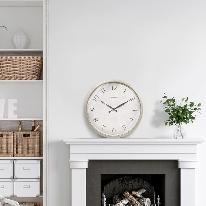 Modern Farmhouse Clock, No Ticking Silent Clock, Modern and Vintage (Morning Silver, 12 inch)