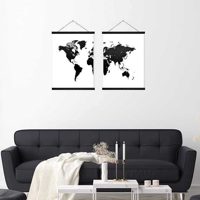 HONKKI Magnetic Poster Hanger Frame for 9x12 9x11 9x9 Movie Music Posters Wall Art,Black Wood Picture Frames for Canvas Diamond Map Decor, Living Room Calendar Banner Tapestry Photo Hanging Stand