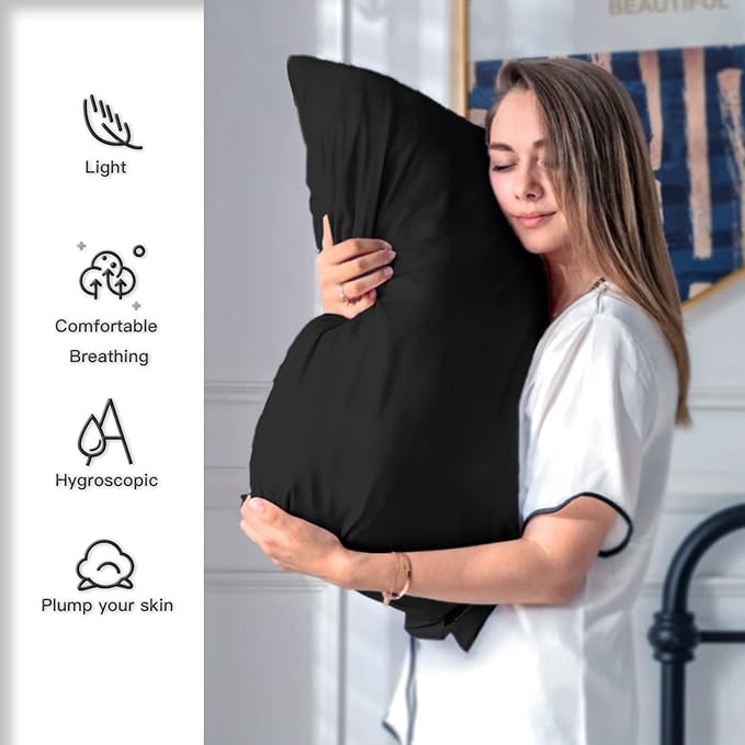 Silk Pillowcase for Hair and Skin,Soft,Breathable and Sliky 100% Silk Pillowcases King Set of 2,Both Sides Natural Mulberry Silk Pillow Cases with Hidden Zipper(King Size 20"X 36",2pcs)