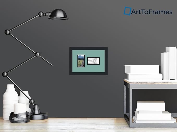 ArtToFrames Double-Multimat-774-818/89-FRBW26079 Collage Photo Frame Double Mat with 2-3x5 Openings and Satin Black Frame