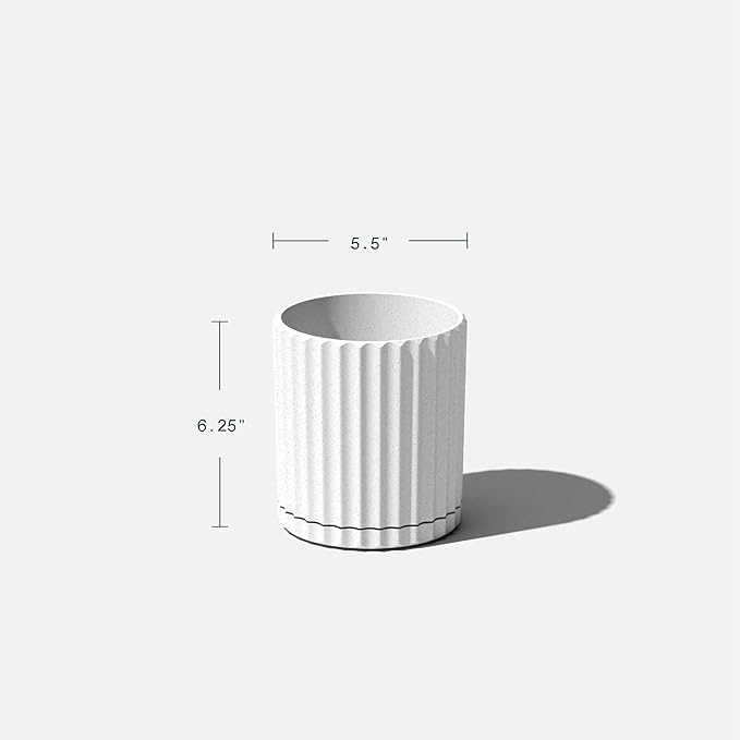 Veradek Demi Series Demi 6" Planter w/Tray - White, 2 Pack