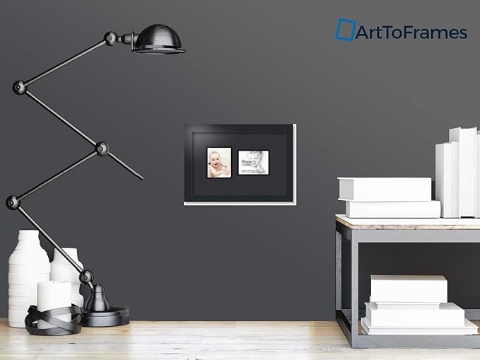 ArtToFrames Collage Photo Frame Double Mat with 2 - 4x5 Openings and Satin Black Frame